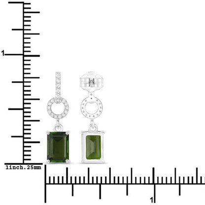 2.28 Carat Genuine Green Tourmaline and White Diamond 14K White Gold Earrings by Bids.com