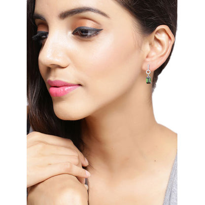 2.28 Carat Genuine Green Tourmaline and White Diamond 14K White Gold Earrings by Bids.com