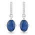 1.95 Carat Genuine Blue Sapphire and White Diamond 10K White Gold Earrings  DestGlow