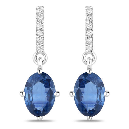 1.95 Carat Genuine Blue Sapphire and White Diamond 14K White Gold Earrings by Bids.com