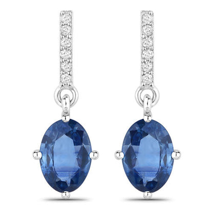 1.95 Carat Genuine Blue Sapphire and White Diamond 14K White Gold Earrings by Bids.com
