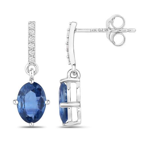1.95 Carat Genuine Blue Sapphire and White Diamond 14K White Gold Earrings by Bids.com