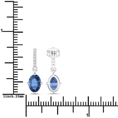1.95 Carat Genuine Blue Sapphire and White Diamond 14K White Gold Earrings by Bids.com
