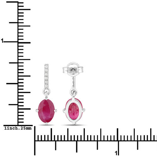 1.75 Carat Genuine Ruby and White Diamond 10K White Gold Earrings by Bids.com