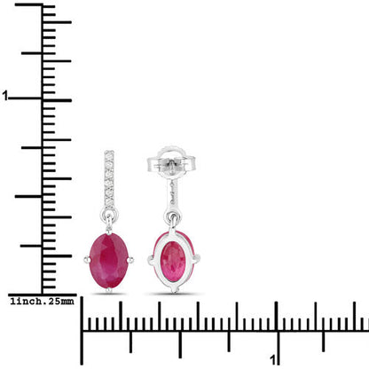 1.75 Carat Genuine Ruby and White Diamond 10K White Gold Earrings by Bids.com