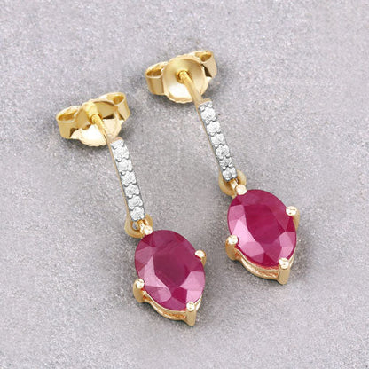 1.75 Carat Genuine Ruby and White Diamond 10K Yellow Gold Earrings by Bids.com