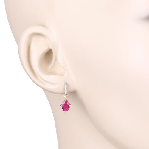 1.75 Carat Genuine Ruby and White Diamond 10K Yellow Gold Earrings by Bids.com