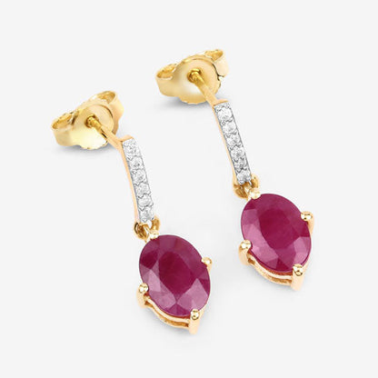 1.75 Carat Genuine Ruby and White Diamond 10K Yellow Gold Earrings by Bids.com