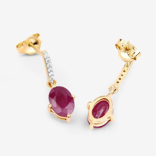 1.75 Carat Genuine Ruby and White Diamond 10K Yellow Gold Earrings by Bids.com