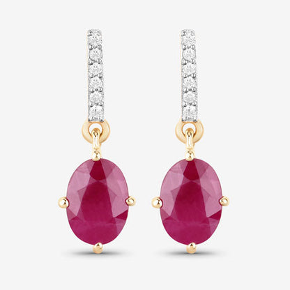 1.75 Carat Genuine Ruby and White Diamond 10K Yellow Gold Earrings by Bids.com