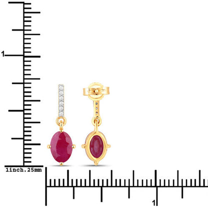 1.75 Carat Genuine Ruby and White Diamond 10K Yellow Gold Earrings by Bids.com