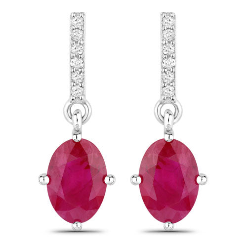 1.75 Carat Genuine Ruby and White Diamond 14K White Gold Earrings by Bids.com