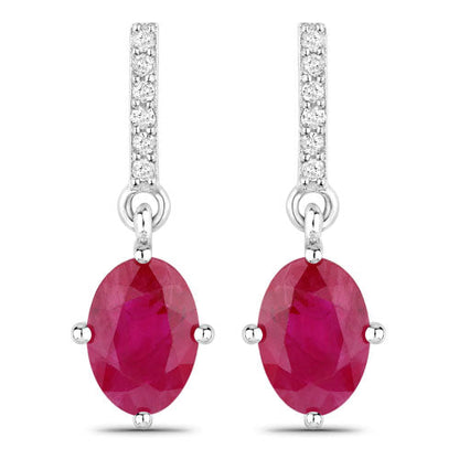 1.75 Carat Genuine Ruby and White Diamond 14K White Gold Earrings by Bids.com