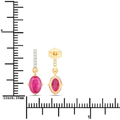 1.75 Carat Genuine Ruby and White Diamond 14K Yellow Gold Earrings by Bids.com