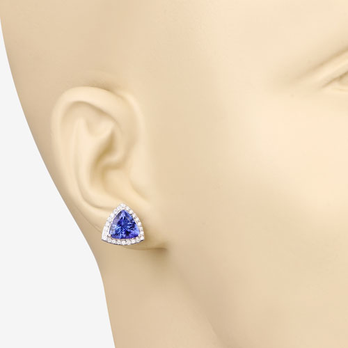 4.62 Carat Genuine Tanzanite and White Diamond 14K White Gold Earrings by Bids.com