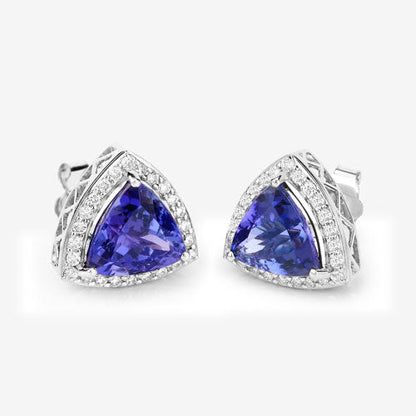 4.62 Carat Genuine Tanzanite and White Diamond 14K White Gold Earrings by Bids.com