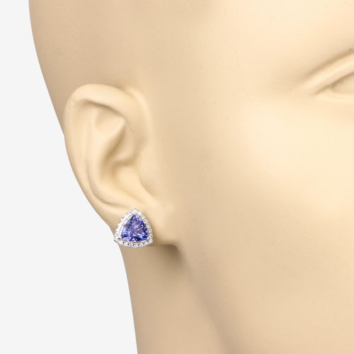 3.82 Carat Genuine Tanzanite and White Diamond 14K White Gold Earrings by Bids.com