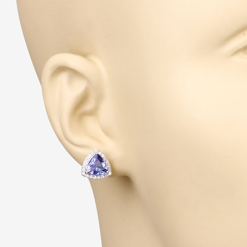 3.82 Carat Genuine Tanzanite and White Diamond 14K Yellow Gold Earrings by Bids.com