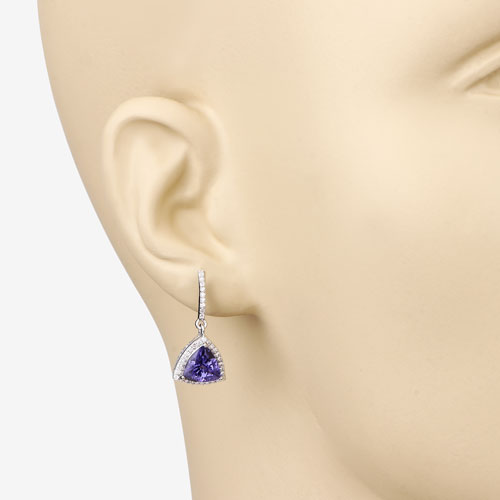 3.86 Carat Genuine Tanzanite and White Diamond 14K White Gold Earrings by Bids.com