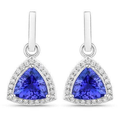3.86 Carat Genuine Tanzanite and White Diamond 14K White Gold Earrings by Bids.com