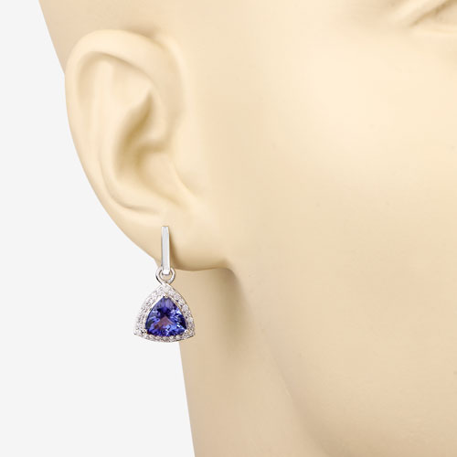 3.86 Carat Genuine Tanzanite and White Diamond 14K White Gold Earrings by Bids.com