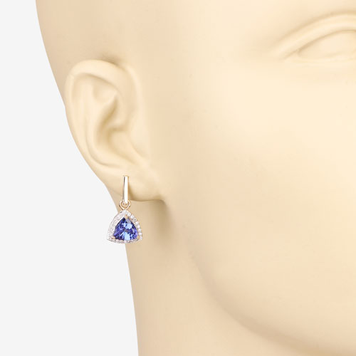 3.86 Carat Genuine Tanzanite and White Diamond 14K Yellow Gold Earrings by Bids.com