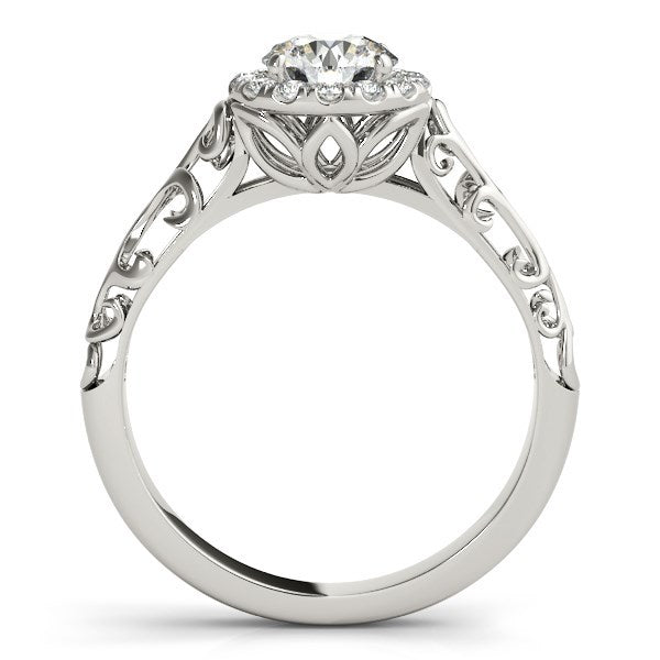 14k White Gold Halo Antique Style Round Diamond Engagement Ring (5/8 cttw) by Bids.com