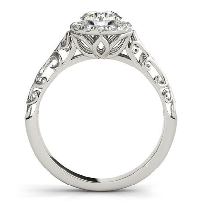 14k White Gold Halo Antique Style Round Diamond Engagement Ring (5/8 cttw) by Bids.com