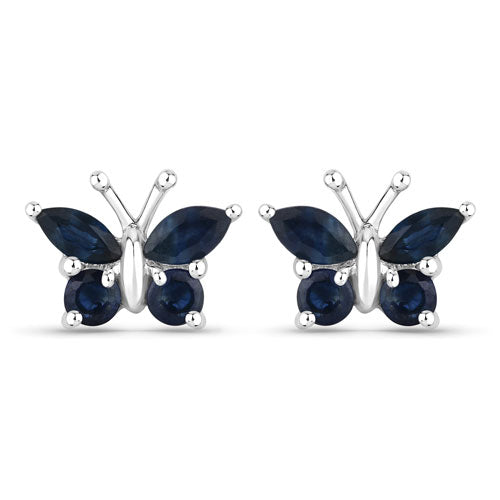 0.61 Carat Genuine Blue Sapphire .925 Sterling Silver Earrings  DestGlow