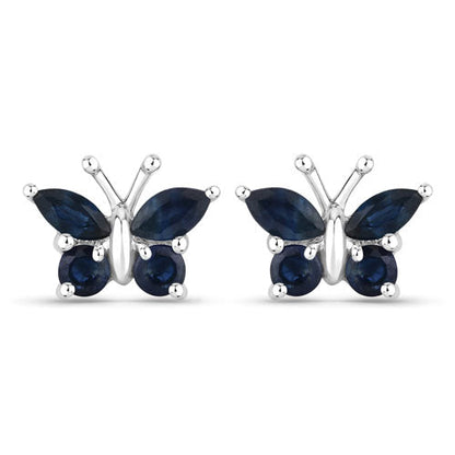 0.61 Carat Genuine Blue Sapphire .925 Sterling Silver Earrings  DestGlow