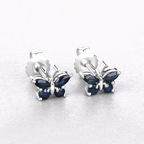 0.61 Carat Genuine Blue Sapphire .925 Sterling Silver Earrings  DestGlow