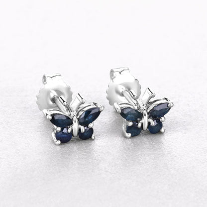 0.61 Carat Genuine Blue Sapphire .925 Sterling Silver Earrings  DestGlow