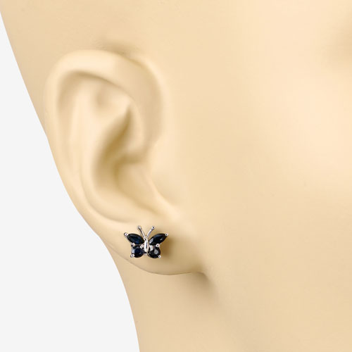0.61 Carat Genuine Blue Sapphire .925 Sterling Silver Earrings  DestGlow