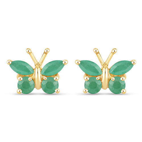 0.50 Carat Genuine Emerald .925 Sterling Silver Earrings  DestGlow