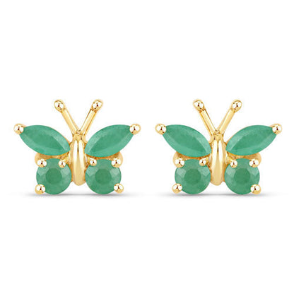0.50 Carat Genuine Emerald .925 Sterling Silver Earrings  DestGlow