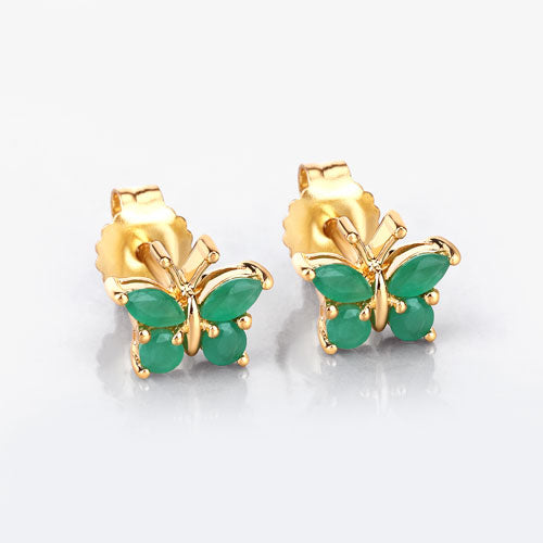 0.50 Carat Genuine Emerald .925 Sterling Silver Earrings  DestGlow