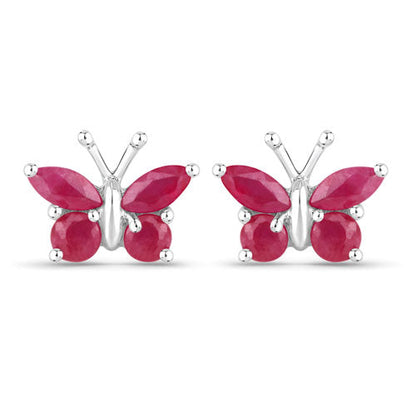 0.63 Carat Genuine Ruby .925 Sterling Silver Earrings  DestGlow