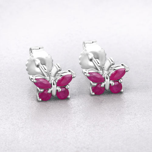0.63 Carat Genuine Ruby .925 Sterling Silver Earrings  DestGlow