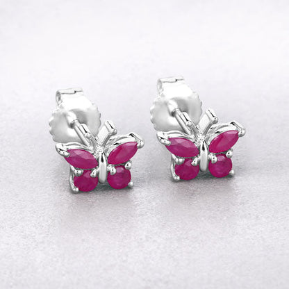 0.63 Carat Genuine Ruby .925 Sterling Silver Earrings  DestGlow