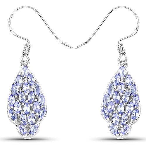 3.04 Carat Genuine Tanzanite .925 Sterling Silver Earrings  DestGlow