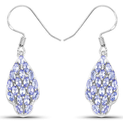 3.04 Carat Genuine Tanzanite .925 Sterling Silver Earrings  DestGlow