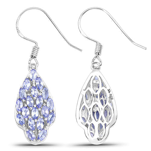 3.04 Carat Genuine Tanzanite .925 Sterling Silver Earrings  DestGlow