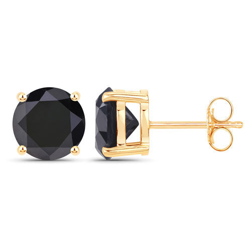 3.84 Carat Genuine Black Diamond 14K Yellow Gold Earrings by Bids.com