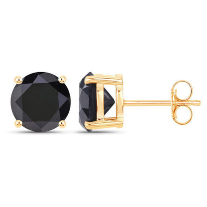 4.12 Carat Genuine Black Diamond 14K Yellow Gold Earrings by Bids.com