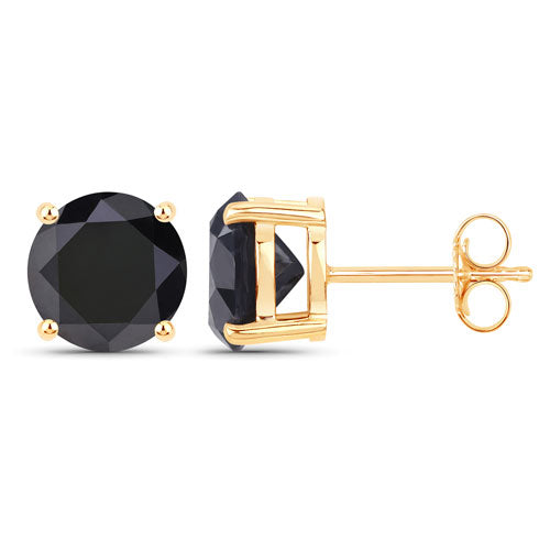 4.91 Carat Genuine Black Diamond 14K Yellow Gold Earrings by Bids.com