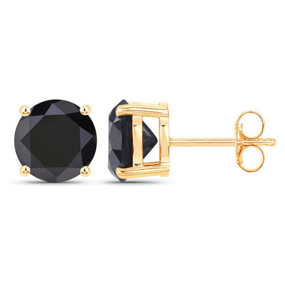 4.91 Carat Genuine Black Diamond 14K Yellow Gold Earrings by Bids.com