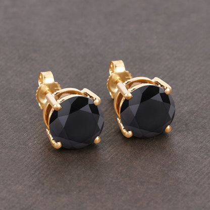 3.48 Carat Genuine Black Diamond 14K Yellow Gold Earrings  DestGlow