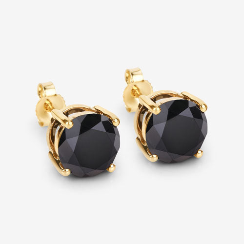 4.77 Carat Genuine Black Diamond 14K Yellow Gold Earrings  DestGlow