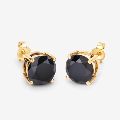 3.48 Carat Genuine Black Diamond 14K Yellow Gold Earrings  DestGlow