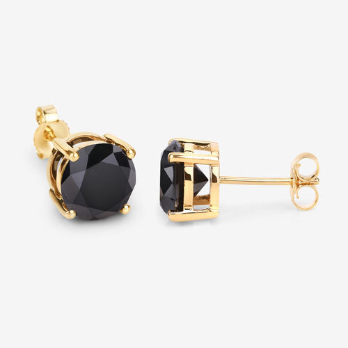 3.48 Carat Genuine Black Diamond 14K Yellow Gold Earrings  DestGlow